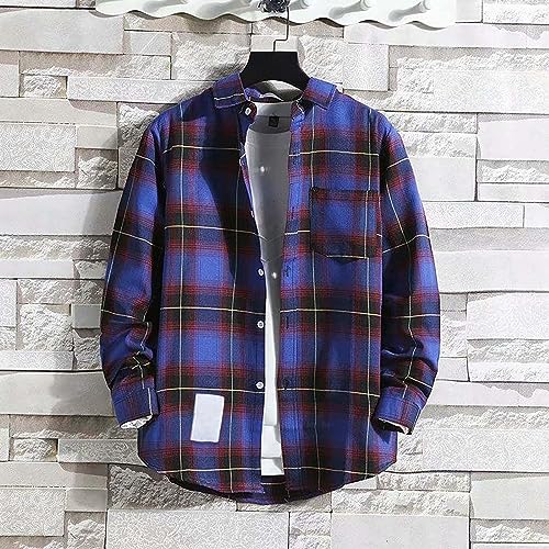 LCMTWX Winter Coat for Men with Plaid Lapel Button
| Plaid Cotton Men's Cardigan Coat with Zipper
| Winter Plaid Long S